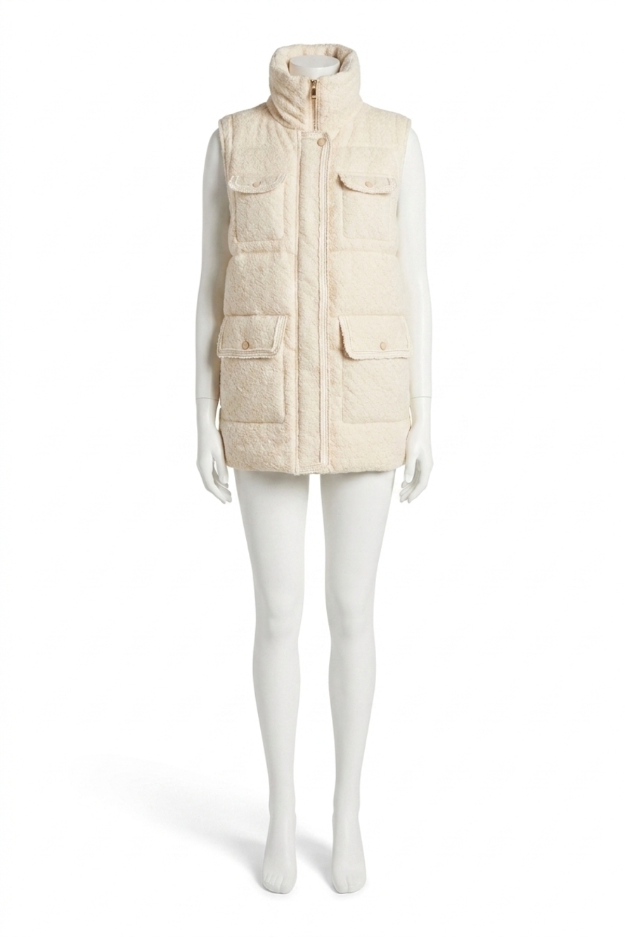NEW TRIBAL quilted mock neck vest in moonstone